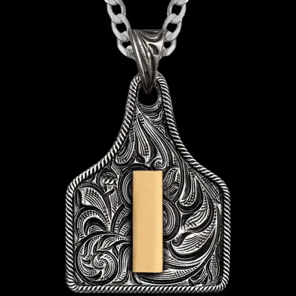 Texas Size Initial Cow Tag Necklace